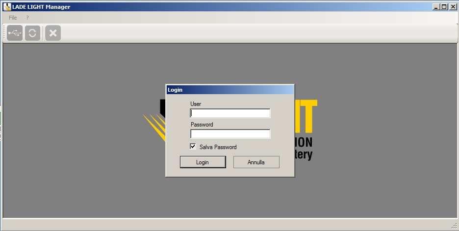Aprire l applicazione LADE LIGHT MANAGER sul PC facendo