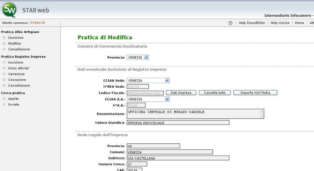 controlli sull impresa Collegamento con il Registro Imprese e con l Albo Artigiani per: 1.