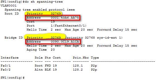 Packet Tracer Activity: show spanning-tree How to change root bribge: spanning-tree vlal 1 priority 28672 Allowed