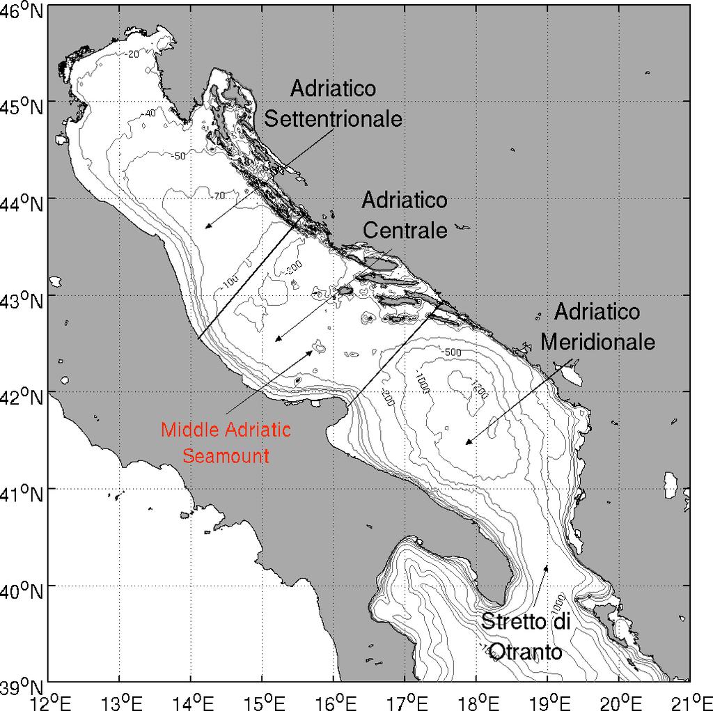 include la Fossa del sud Adriatico e si estende sino allo Stretto di Otranto; è caratterizzato da una piattaforma continentale molto stretta (20-30 km), ed una scarpata continentale assai ripida che