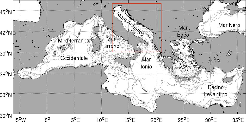Figura 1-1. Il mare Adriatico all interno del più ampio contesto del Mediterraneo.