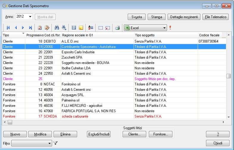 Figura 7 I dati vengono aggiornati ogni qualvolta si ricorra alla generazione automatica con la scelta Generazione Movimenti Spesometro (menu Contabilità \ Elaborazioni Annuali ) e ad ogni modifica