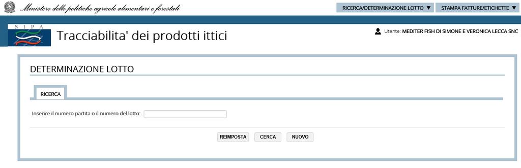 RICERCA / DETERMINAZIONE LOTTO L utente con il profilo di Operatore ha la facoltà di effettuare le seguenti operazioni: 1.