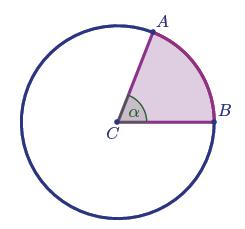 Prendiamo in considerazione il settore circolare della figura qui sopra, indicando con r il raggio del cerchio e con αα l'angolo al centro.