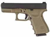 19 / 23 / 32 È la serie delle compatte di casa Glock, disponibili con fusto nero oppure olive (9x21 IMI). Codice 330251 19 Cal: 9x21 IMI Codice 330850 19 Olive Cal: 9x21 IMI Codice 330262 23 Cal:.