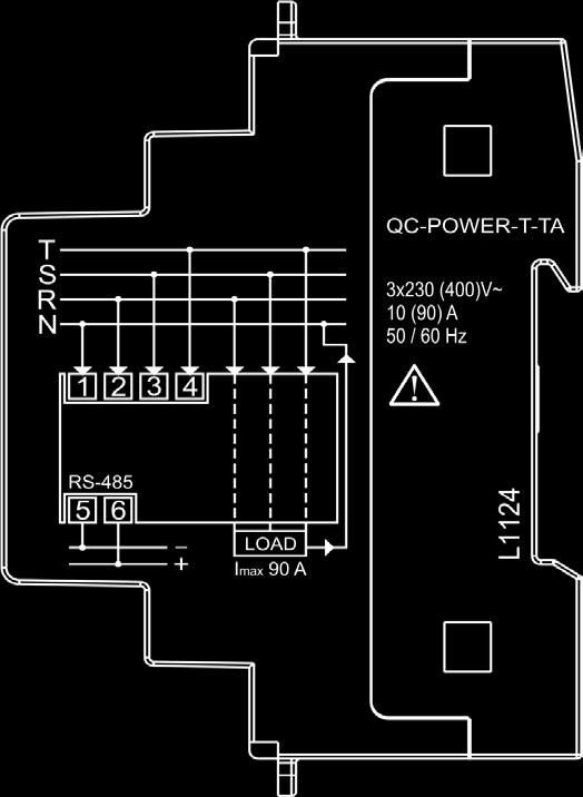 POWER METER TRIFASE QC-POWER-T QC-POWER-T-485 QC-POWER-RELE QC-POWER-T-TA ALIMENTAZIONE 230 V AC (-15%...+10%) 400 V AC (-15%.