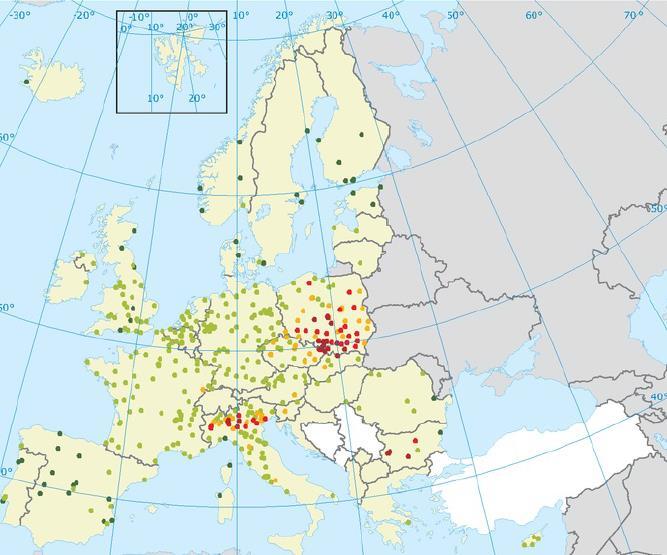 QUALITA DELL ARIA CONTESTO EUROPEO PM 2,5 medie annue in