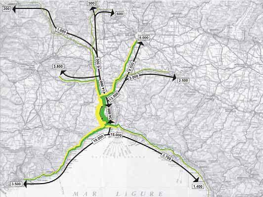 Tavola grafica 6.4 - Analisi delle origini e destinazioni dei flussi presenti sul tratto elementare Giorno medio annuo Autostrada A26 Genova Gravellona Toce.