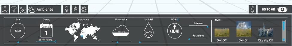 materiale posizione e rotazione. Basterà un Drag n Drop dalla UI verso lo spazio virtuale. Inoltre si potranno gestire anche gli oggetti personali importati nella scena virtuale.