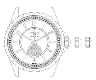 OLLZION J1 Orologi dotati di corona non a vite RIRI ROLZIONI La corona si trova normalmente in posizione 1.