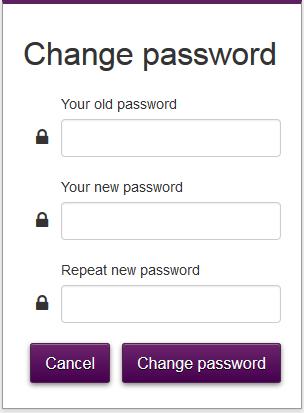 Viene visualizzata la pagina Change Password. Digitare la password corrente nella prima casella, quindi digitare la nuova password e confermarla. Fare clic su Change Password.