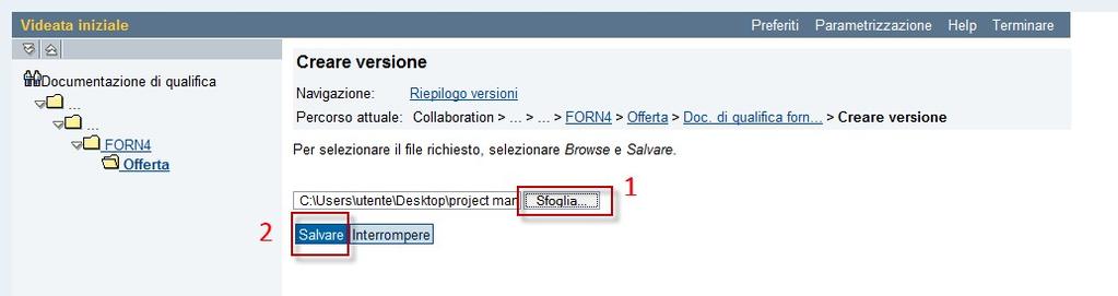 cliccare sul tasto Continuare Assegnazione nome al file da