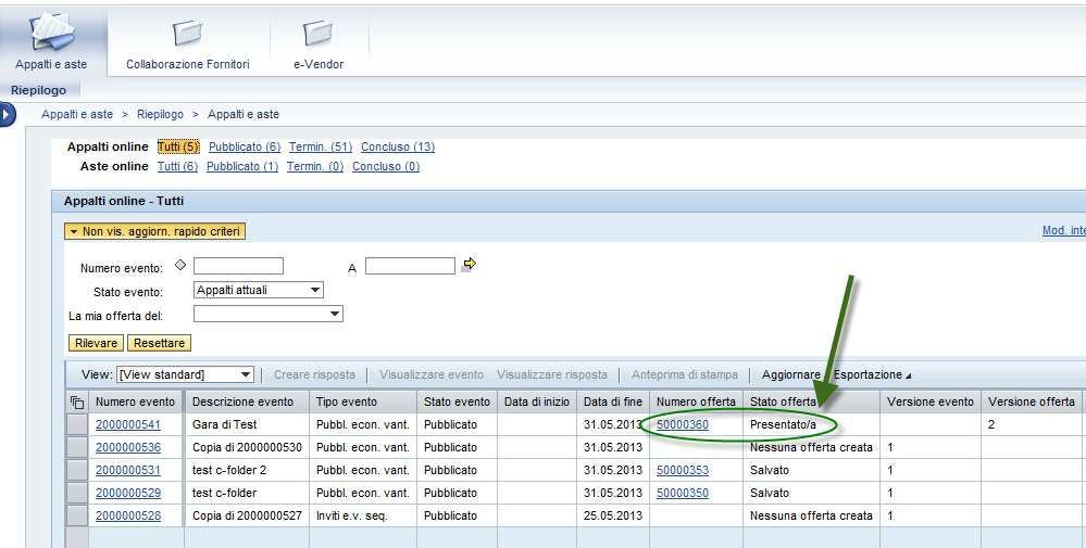 Verifica stato dell offerta nella schermata di accesso al portale N.B.