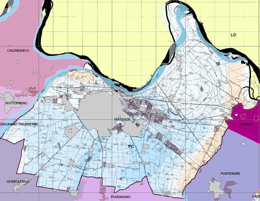 abitato di Piacenza sono caratterizzate da valori di ph variabili tra 6,6 e 7,2 (suolo neutro) e tra 6,2 e 6,6 (suolo subacido) (Figura 1.3.12).