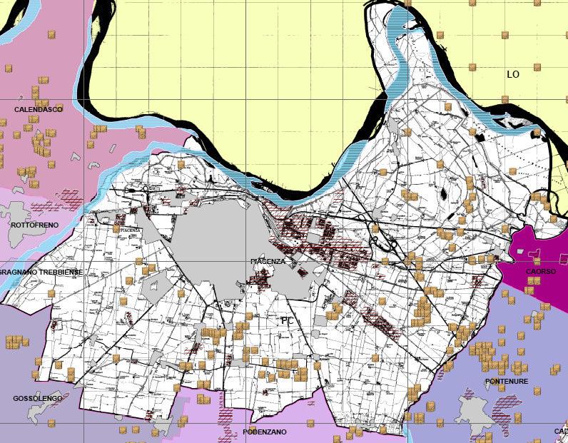 metalli pesanti nel Comune di Piacenza e nei comuni limitrofi (fuori scala).