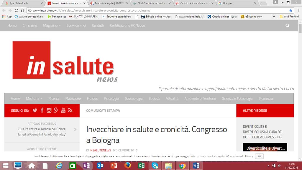 Insalutenews.it http://www.insalutenews.it/in-salute/invecchiare-in-salute-e-cronicita-congresso-a-bologna/ COMUNICATI STAMPA Invecchiare in salute e cronicità.