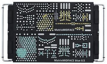 Moduli MatrixMIDFACE 61.503.640 Modulo per placche MatrixMIDFACE, blu 0.5 mm e dorate 0.8 mm, 2/3, con coperchio, senza contenuto 01.503.644 Set di placche MatrixMIDFACE, blu 0.