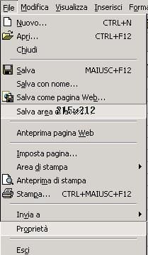 Alt + F: attivo il menu FILE. Gli altri menu sono aperti tramite la combinazione di Alt + la lettera sottolineata (M, V, I, ecc.) I Menu Forma compatta o breve: indicata dalle doppie frecce nel basso.