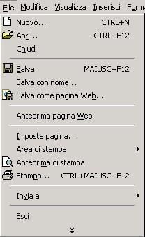 File) si espande automaticamente tutto il menu dopo 2 secondi. N.B. N.B. 2 Forma estesa: sono mostrati tutti i comandi ma alcuni possono essere incassati.