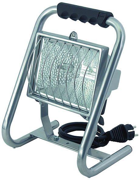 2592030 Pezzi 1170180 PROIETTORE ALOGENO 350 WATT H 500 MS IP 44 Alloggiamento in pressofusione d'alluminio, superficie rivestita, colore argento. Griglia di protezione cromata.