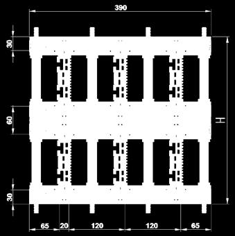 Armadi metallici Sistema sbarre universali Sistema di distribuzione CLINK PLUS fino a 6300A Isolatore lineare 3P per CLINK PLUS, da 630A a 4000A, singola sbarra interasse mm Esecuzione: 1 sbarra