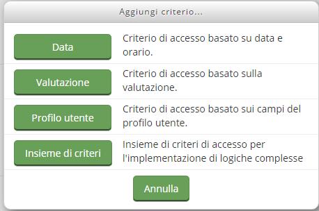 Impostazioni comuni Il codice identificativo consente di identificare l'attività ai fini del calcolo della valutazione.