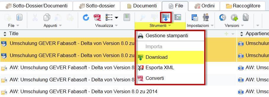 Nel menu «Strumenti» scegliere la funzione «Download».