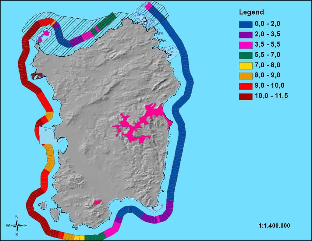 Nelle figure 33 e 3 vengono riportati alcuni particolari della zona relativa alla Sardegna con la visualizzazione