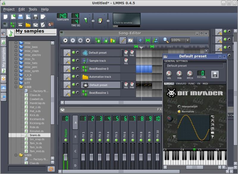 LMMS LMMS sta per Linux MultiMedia Studio ed è un software per creare basi e campioni.