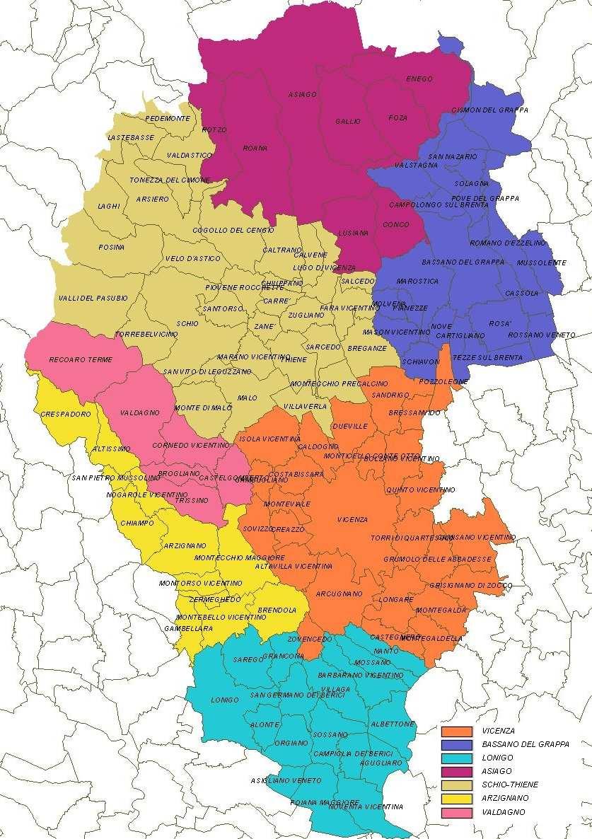 Rappresentazione cartografica dei limiti amministrativi dei Centri