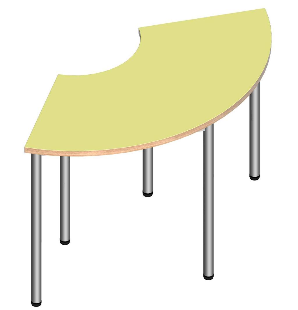 Modulo Spazi alternativi per l apprendimento : Spazi edu N. 9 tavoli modulari come da illustrazione sotto Piani MULTISTRATO di betulla o faggio da mm. 20 in bilaminato a sezione piatta. Telaio da mm.