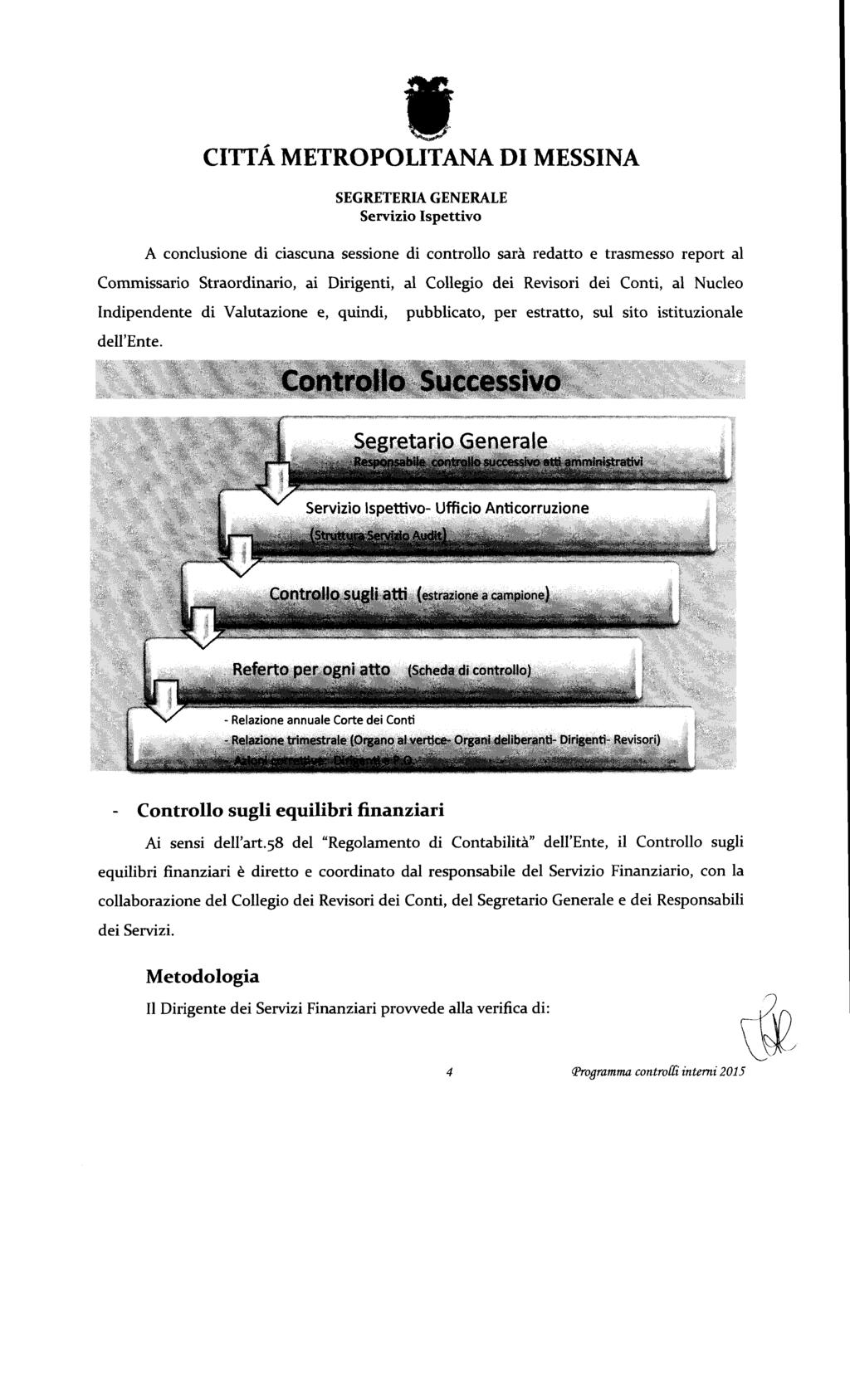 i CITTA METROPOLITANA I MESSINA A coclusioe di ciascua sessioe di cotrollo sarà redatto e trasmesso report al Commissario Straordiario, ai irigeti, al Collegio dei Revisori dei Coti, al Nucleo