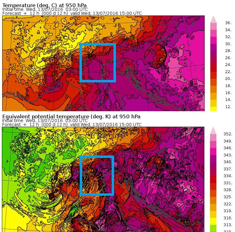 Fig 20: temperatura e temperatura potenziale previste dal