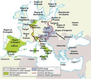 L imperatore Carlo V d Asburgo governa la Spagna e le colonie americane, ma anche l Austria, la Boemia, la Franca Contea, le Fiandre e i possedimenti in Italia.