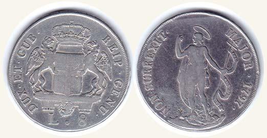 spl 250 173 GENOVA - Dogi biennali 8 Lire 1796 S. Giovanni.Lun.