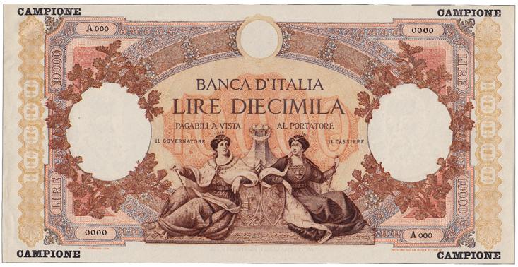 1061 1062 1063 (Cartamoneta) 1056 REGNO D ITALIA - Vittorio Emanuele III - 1.000 Lire Regine Mare - fascio (L Aquila) - Biglietto campione - Perforazioni: ANNULLATO - Certificato F. Gavello - Gav.
