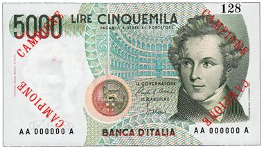 RRRRR FDS 800 1071 REPUBBLICA ITALIANA - 1.000 Lire Verdi II tipo - Biglietto campione (es. 144) - Certificato F. Gavello - Gav. BI56.