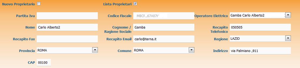 Se e Proprietario non coincidono, i dati del devono essere modificati utilizzando la maschera stessa del. Figura 30 Maschera 5.