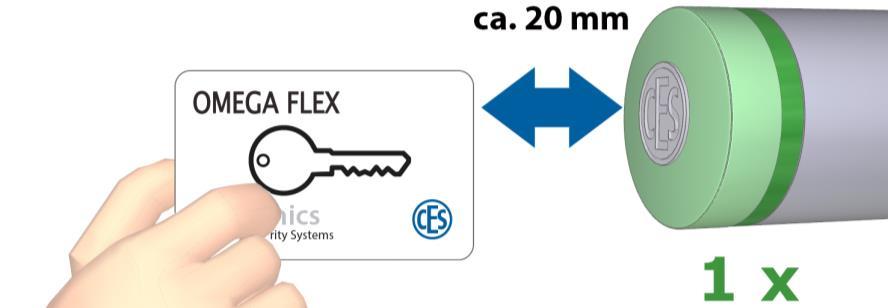 Azionare la serratura della porta Muovetevi con il vostro mezzo di chiusura autorizzato entro l area di lettura del cilindro. Questa distanza è di ca. 20 mm. Fig.