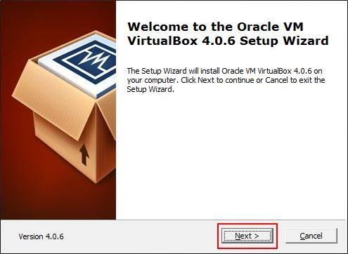 Si aprirà la procedura di setup del software Virtual Box.