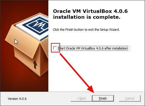 Al termine della procedura di setup comparirà una finestra di dialogo indicante il completamento dell operazione; selezionare la voce Start Oracle VM VirtualBox after