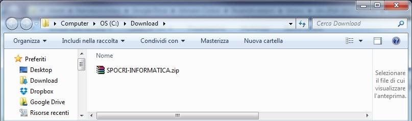 Figura 16 - La finestra di dialogo di esplora risorse che mostra il percorso predefinito per i download A questo punto fare clic con il tasto destro del