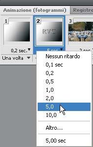 Per modificare il tempo di visualizzazione è necessario fare clic sulla freccia accanto all indicazione dei secondi