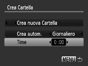 Modifica delle funzioni Creazione di cartelle con impostazione del giorno e dell ora È possibile impostare il giorno e l ora per la creazione delle cartelle.