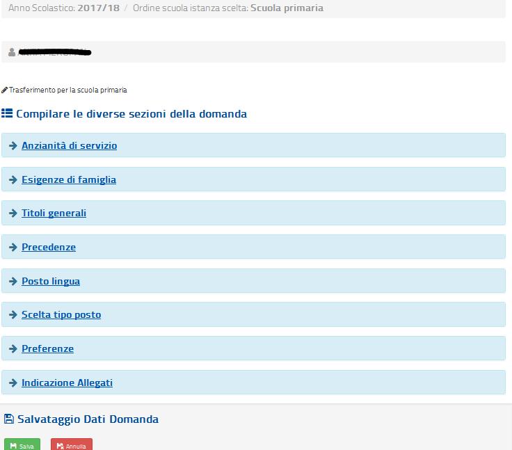 La domanda si compone di più sezioni.