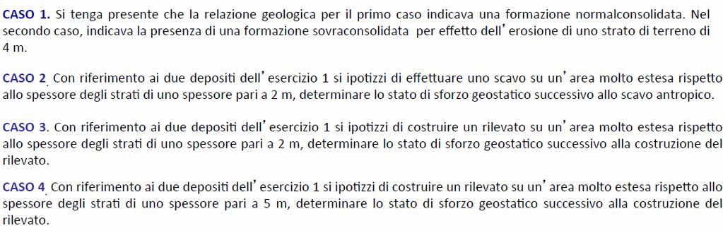 ESERCIZIO 1 Calcolare lo stato di sforo