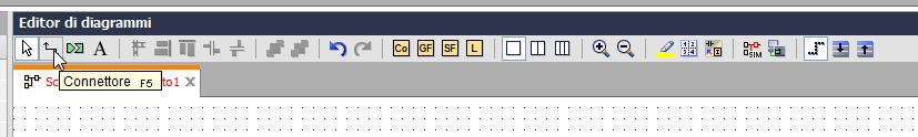 I blocchi possono essere collegati attraverso dei connettori selezionando il tasto Connettore (in alto a sinistra) e trascinando la linea con il mouse da