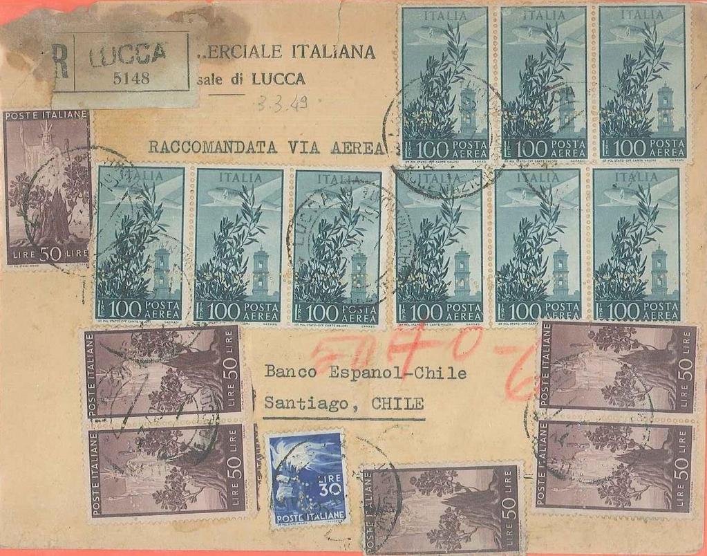 Cap. 1 1948 - Emissione del 100, 300, e 500 l. con filigrana ruota alata del I tipo 9 esemplari da 100 l.