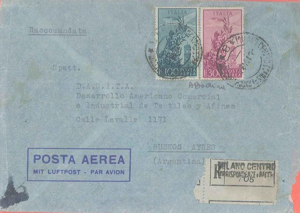 Cap. 1 1948 - Emissione del 100, 300, e 500 l. con filigrana ruota alata del I tipo 100 e 300 l.