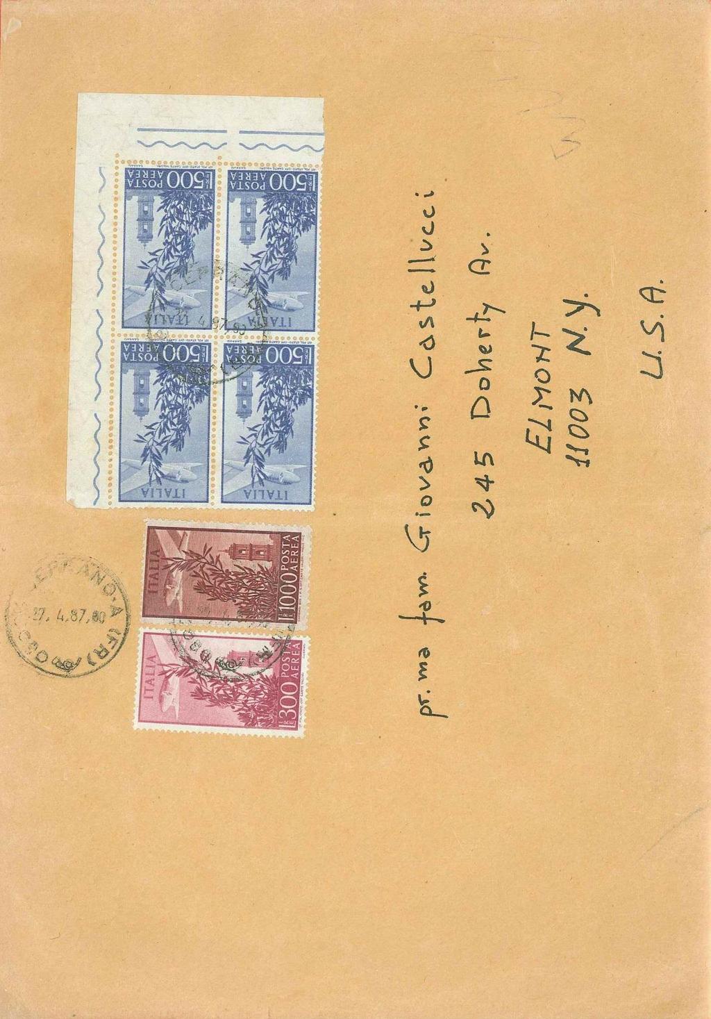 Cap. 6 1959 - Emissione del 1.000 l. con filigrana stelle del III tipo 300 l., quartina del 500 l.